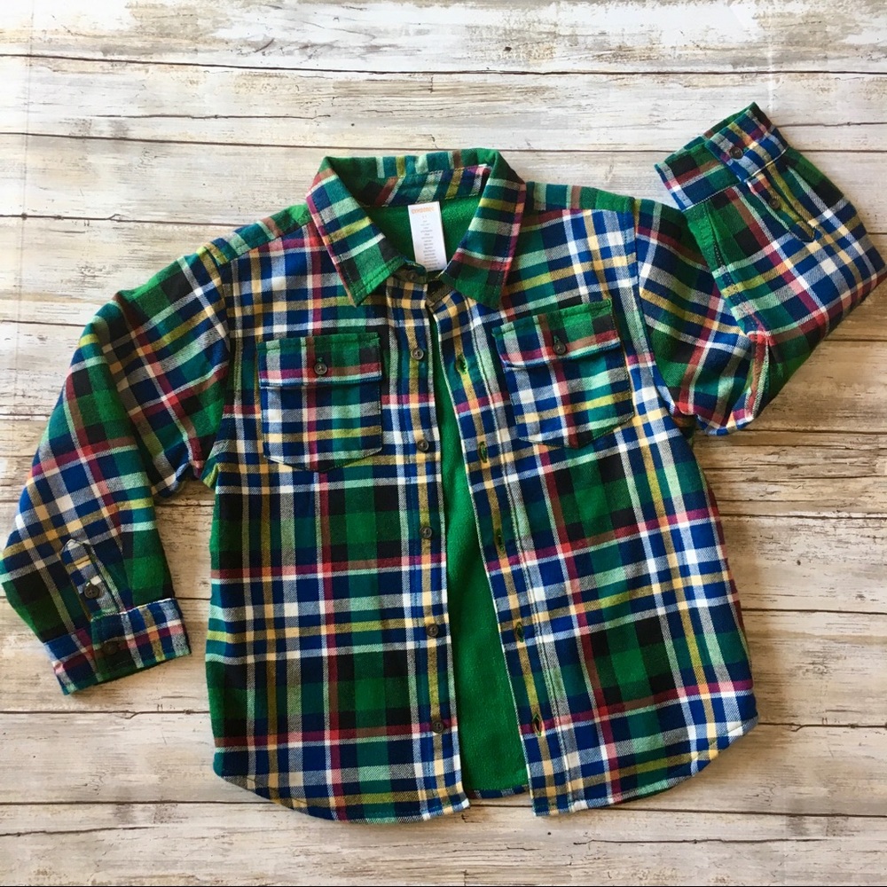 Gymboree Boys Fleece-Lined Flannel Shacket Shirt